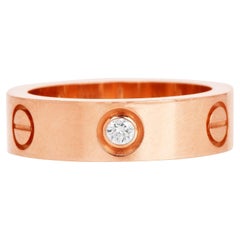 Cartier 3 Diamonds 18K Pink Gold Love Band Ring 53