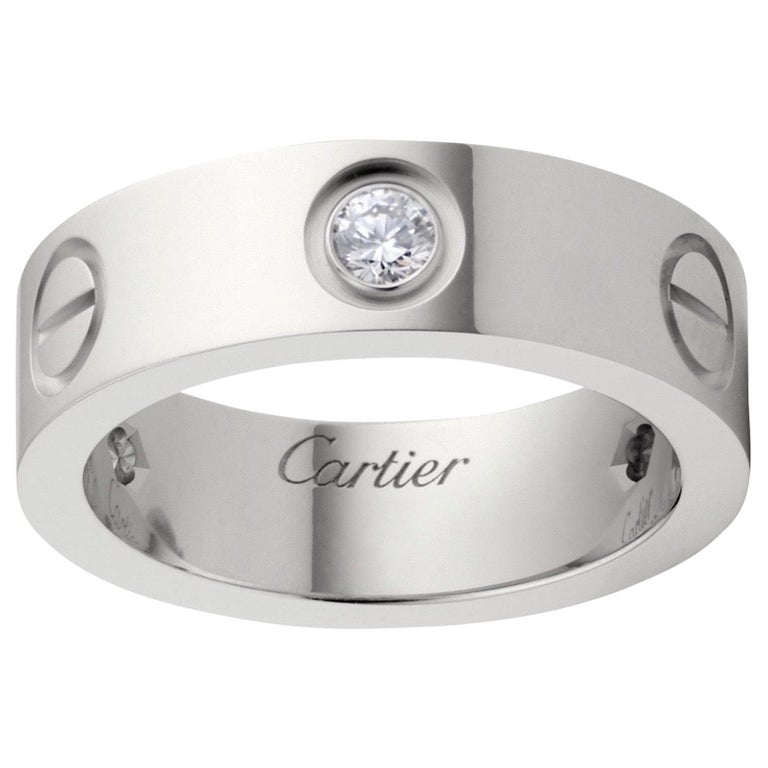 Cartier 3 Diamonds Love Ring 18 Karat White Gold at 1stDibs | cartier mens  wedding ring, cartier mens engagement ring, cartier mens wedding rings