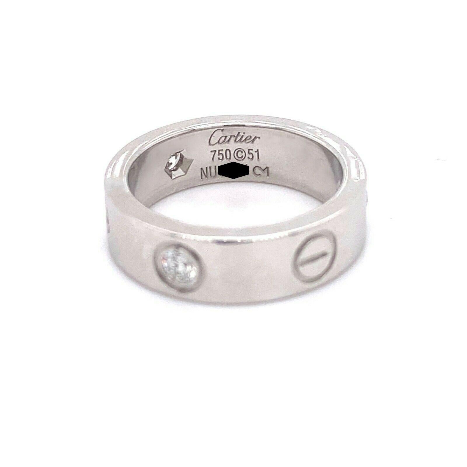 Cartier 3 Diamonds LOVE Ring 18kt White Gold For Sale 2