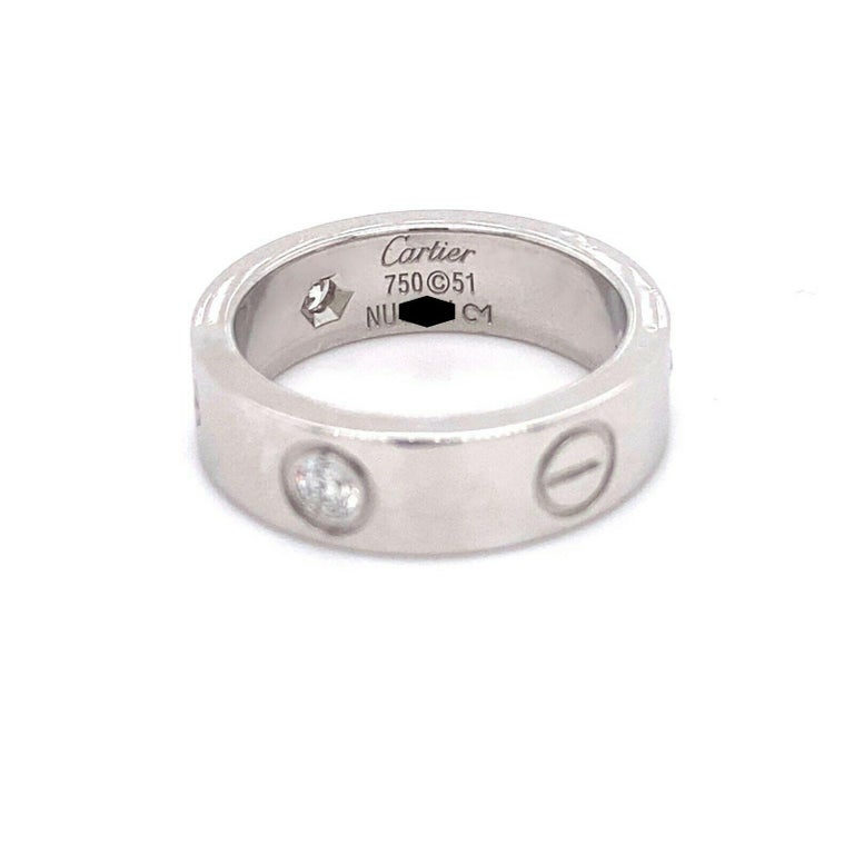 Cartier 3 Diamonds LOVE Ring 18kt White Gold For Sale 5