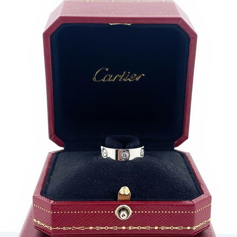 Cartier 3 Diamonds LOVE Ring 18kt White Gold For Sale 3