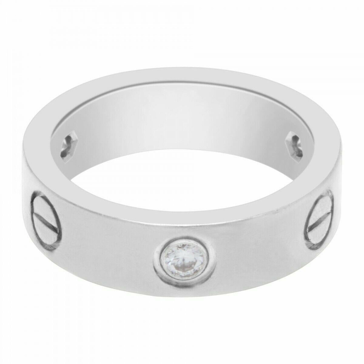 Cartier 3 Diamonds LOVE Ring 18kt White Gold For Sale 1