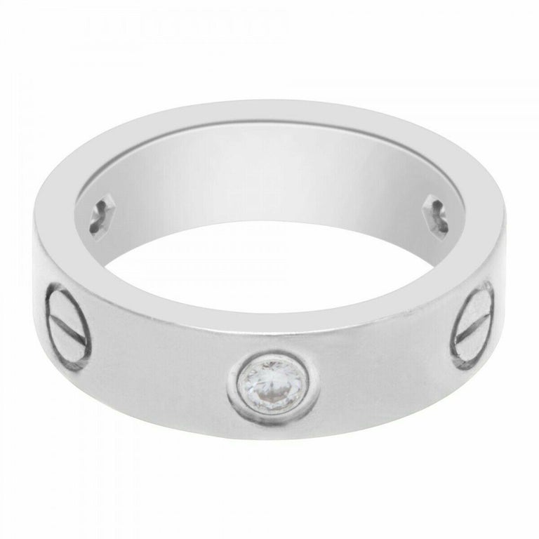 Cartier 3 Diamonds LOVE Ring 18kt White Gold For Sale 4