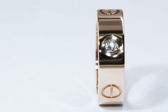 Cartier 3 Diamonds Love Ring, Pink Gold