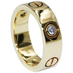 Cartier 3 Diamonds Love Ring, Yellow Gold