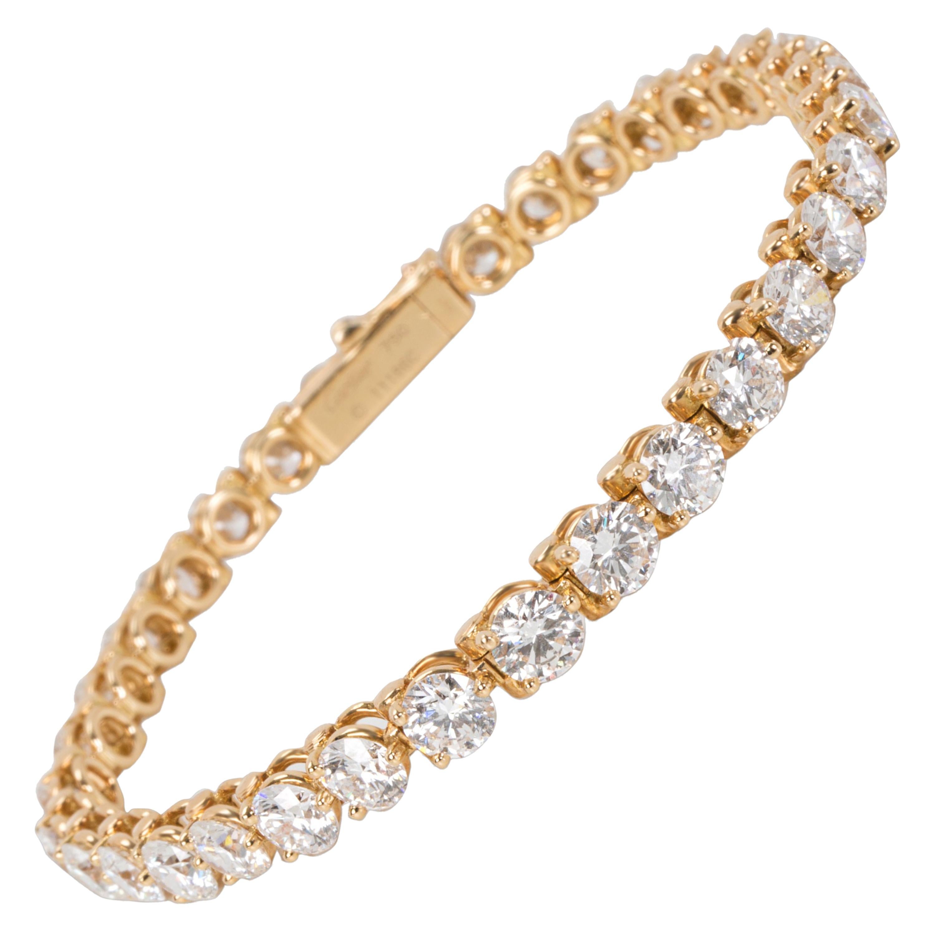 Cartier 3-Prong Diamond Tennis Bracelet in 18 Karat Yellow Gold 9.55 Carat