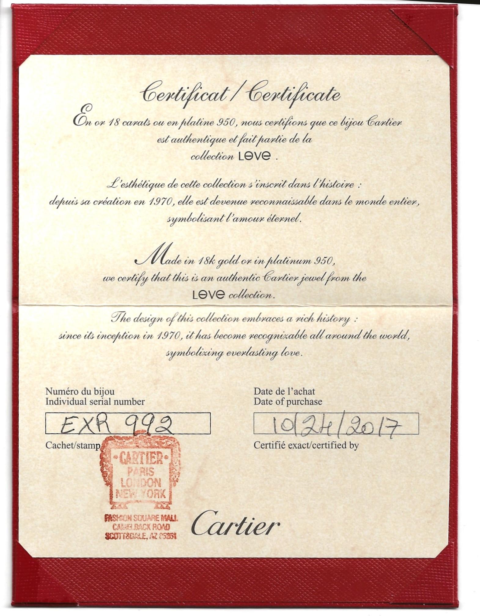 Cartier Love Band-Ring aus 18 Karat Weißgold mit 3 runden Diamanten, Größe 52 mit Schachtel im Angebot 4