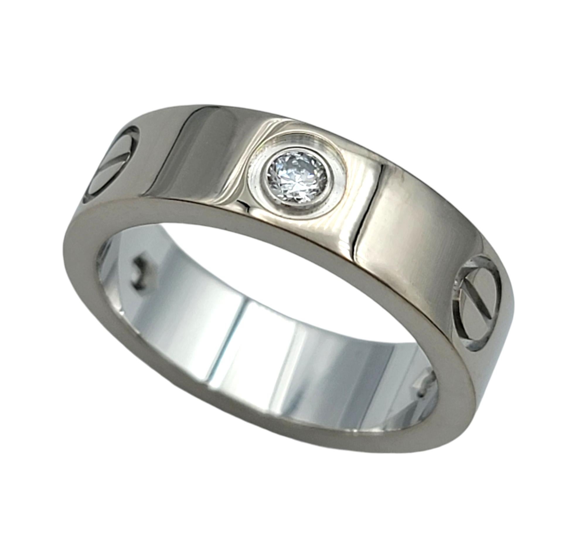 Cartier Love Band-Ring aus 18 Karat Weißgold mit 3 runden Diamanten, Größe 52 mit Schachtel (Zeitgenössisch) im Angebot