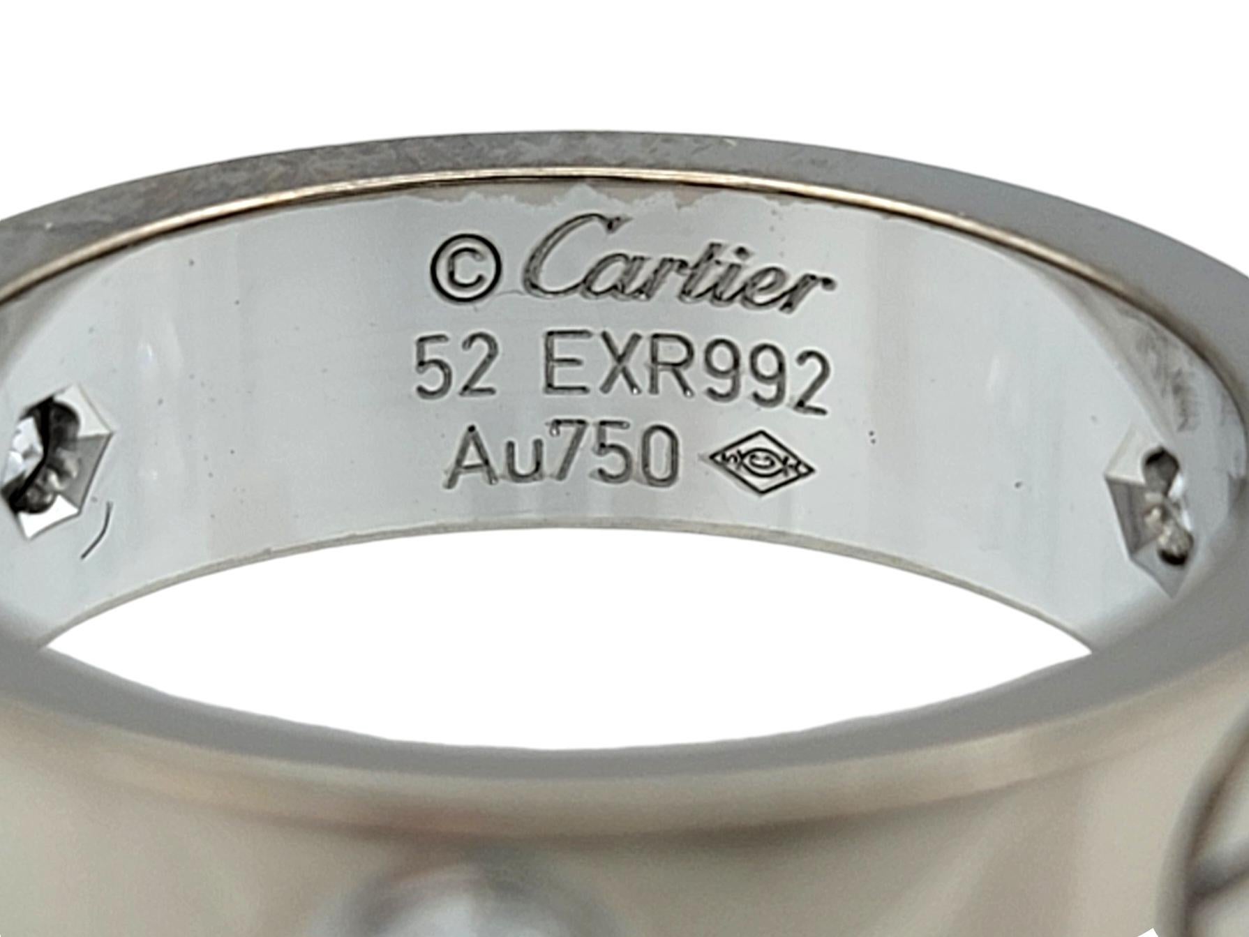 Cartier Love Band-Ring aus 18 Karat Weißgold mit 3 runden Diamanten, Größe 52 mit Schachtel im Zustand „Gut“ im Angebot in Scottsdale, AZ