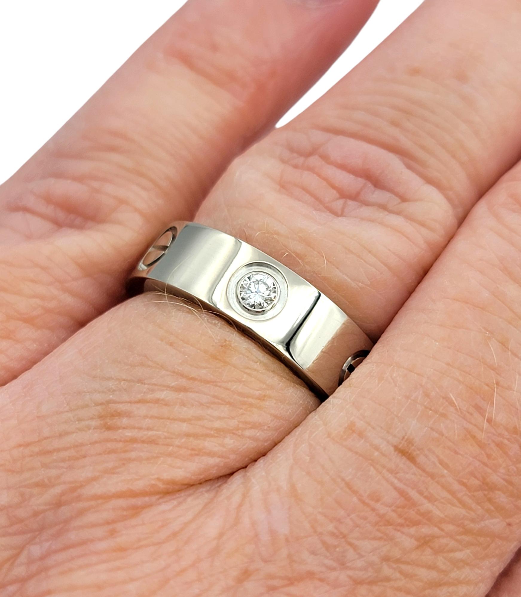 Cartier Love Band-Ring aus 18 Karat Weißgold mit 3 runden Diamanten, Größe 52 mit Schachtel für Damen oder Herren im Angebot