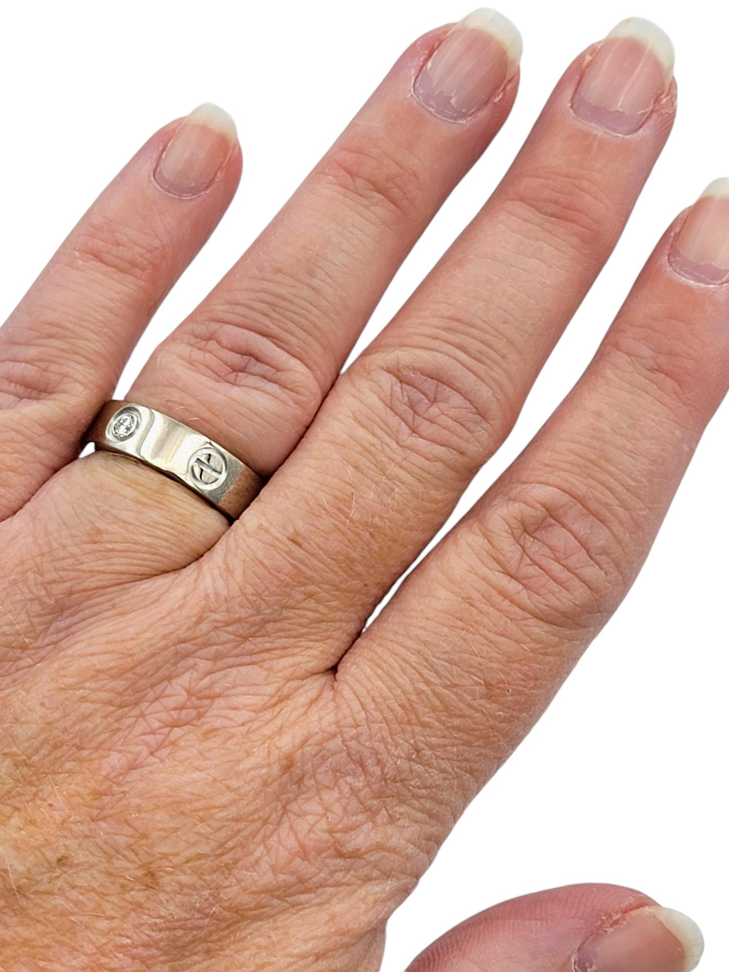Cartier Love Band-Ring aus 18 Karat Weißgold mit 3 runden Diamanten, Größe 52 mit Schachtel im Angebot 1