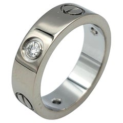 Anello Love Band con 3 diamanti tondi di Cartier in oro bianco 18 carati, misura 52 con scatola