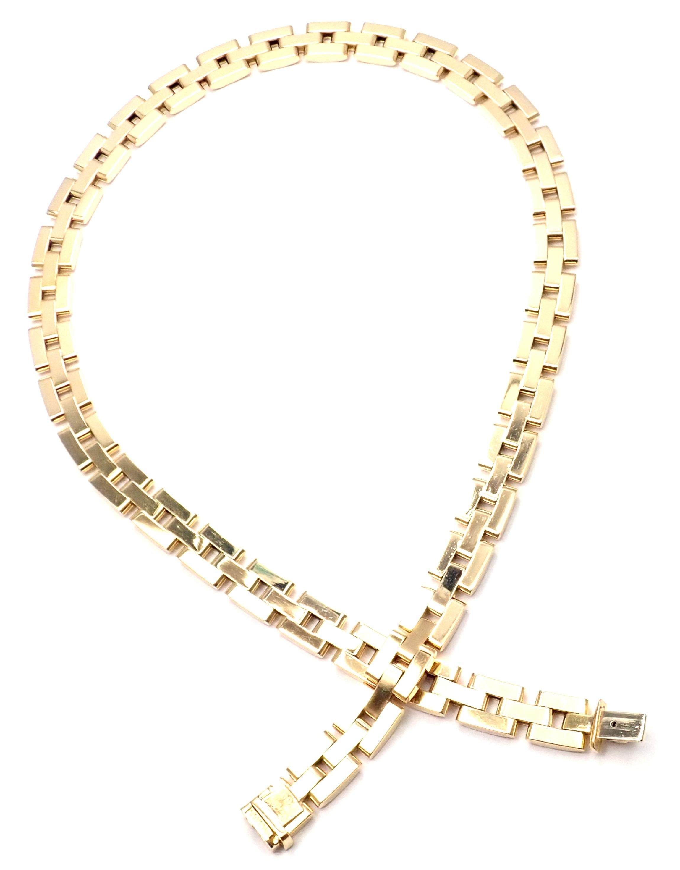 Women's or Men's Cartier 3-Row Maillon Panther Panthere Yellow Gold Link Necklace