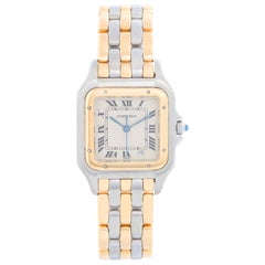 Cartier 3-Row Panther 2-Tone Stahl und Gold Uhr