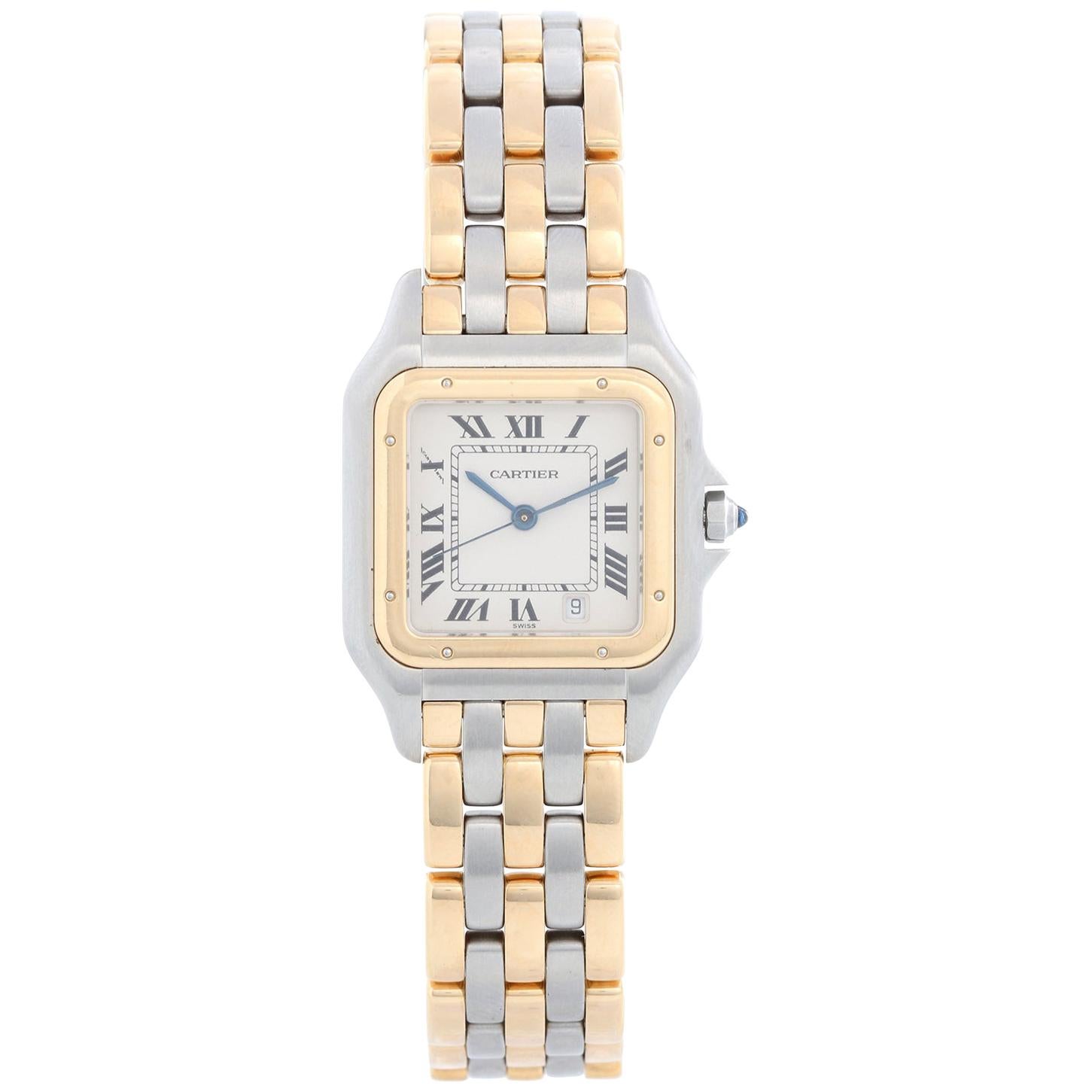Cartier 3-Row Panther 2-Tone Steel and Gold Watch W25027B8