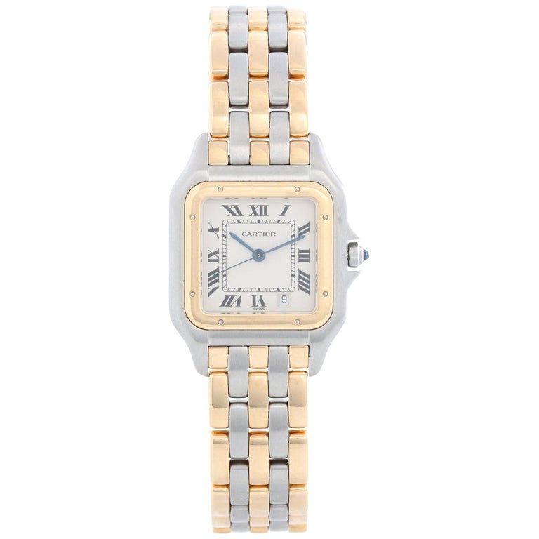 Cartier 3-Row Panther 2-Tone Steel and Gold Watch W25027B8 at 1stDibs