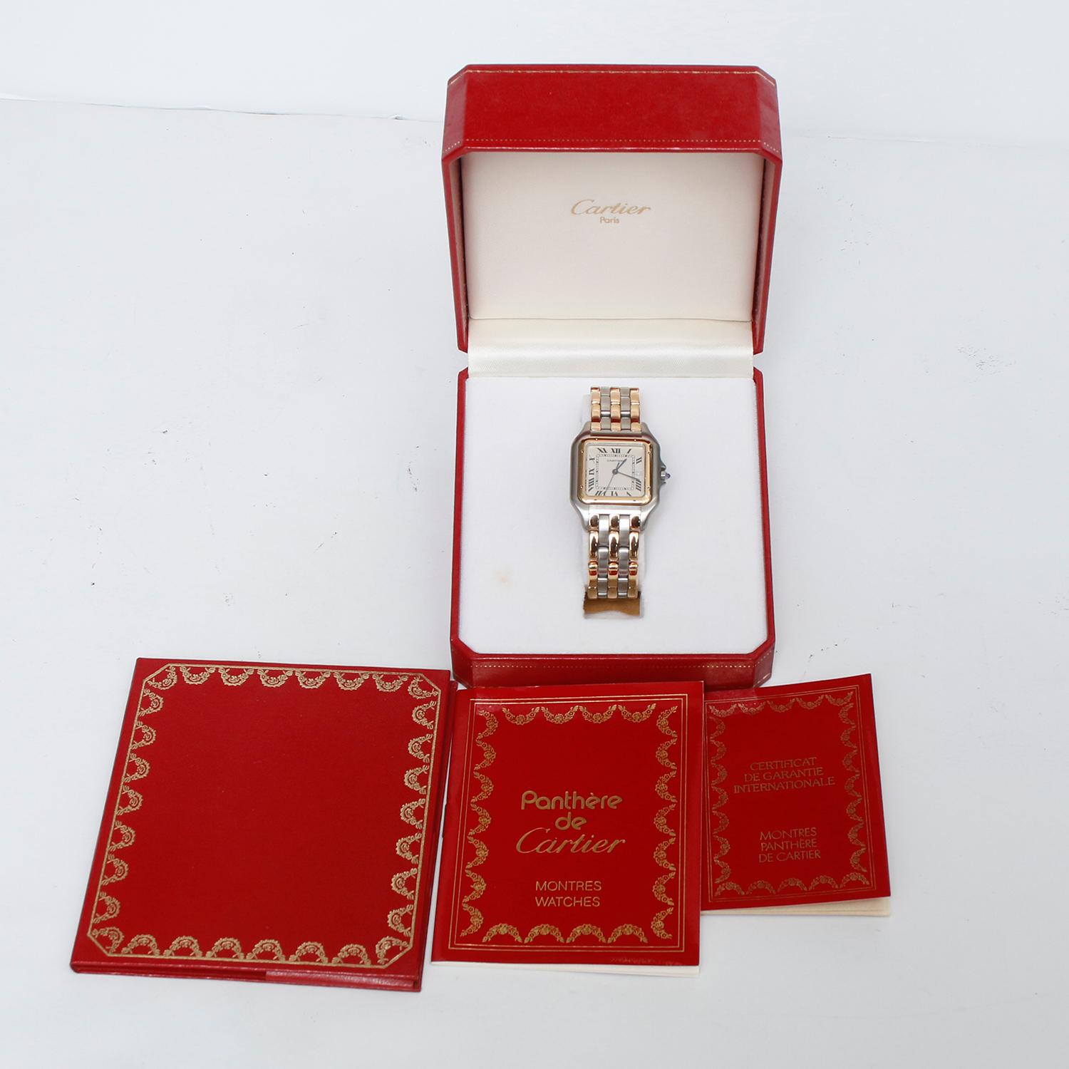 Cartier 3-Row Panther 2-Tone Steel & Gold Jumbo  Watch W25027B8 2