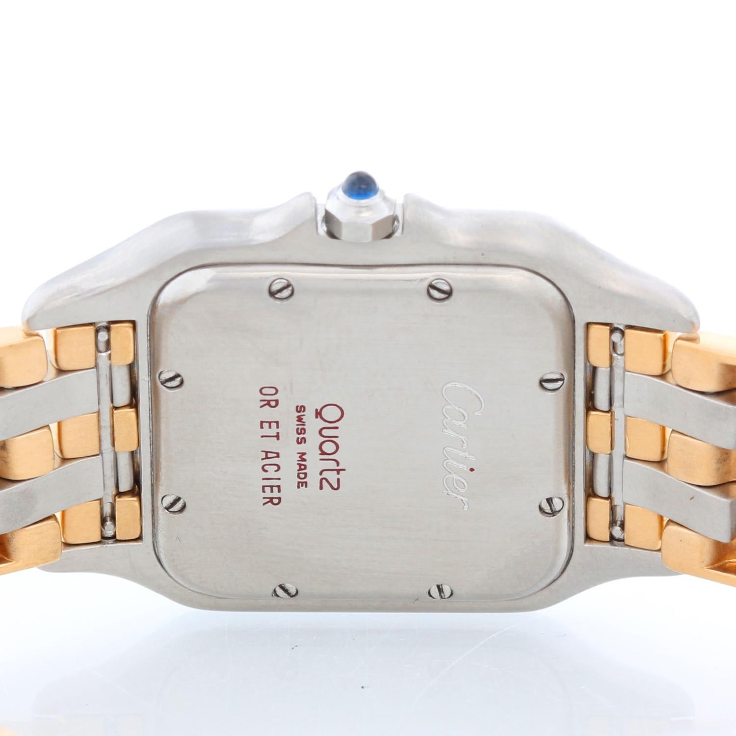 Cartier 3-Row Panther 2-Tone Steel and Gold Watch In Excellent Condition In Dallas, TX
