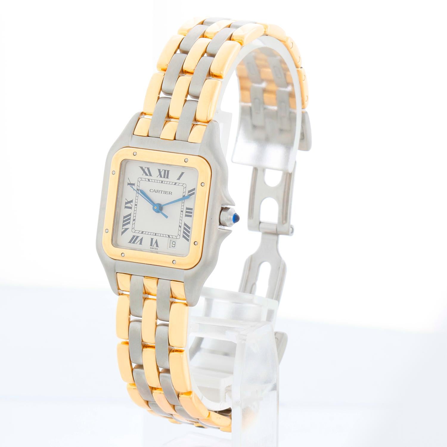 Cartier 3-Row Panther 2-Tone Steel & Gold Watch W25027B8 en Excelente estado para la venta en Dallas, TX
