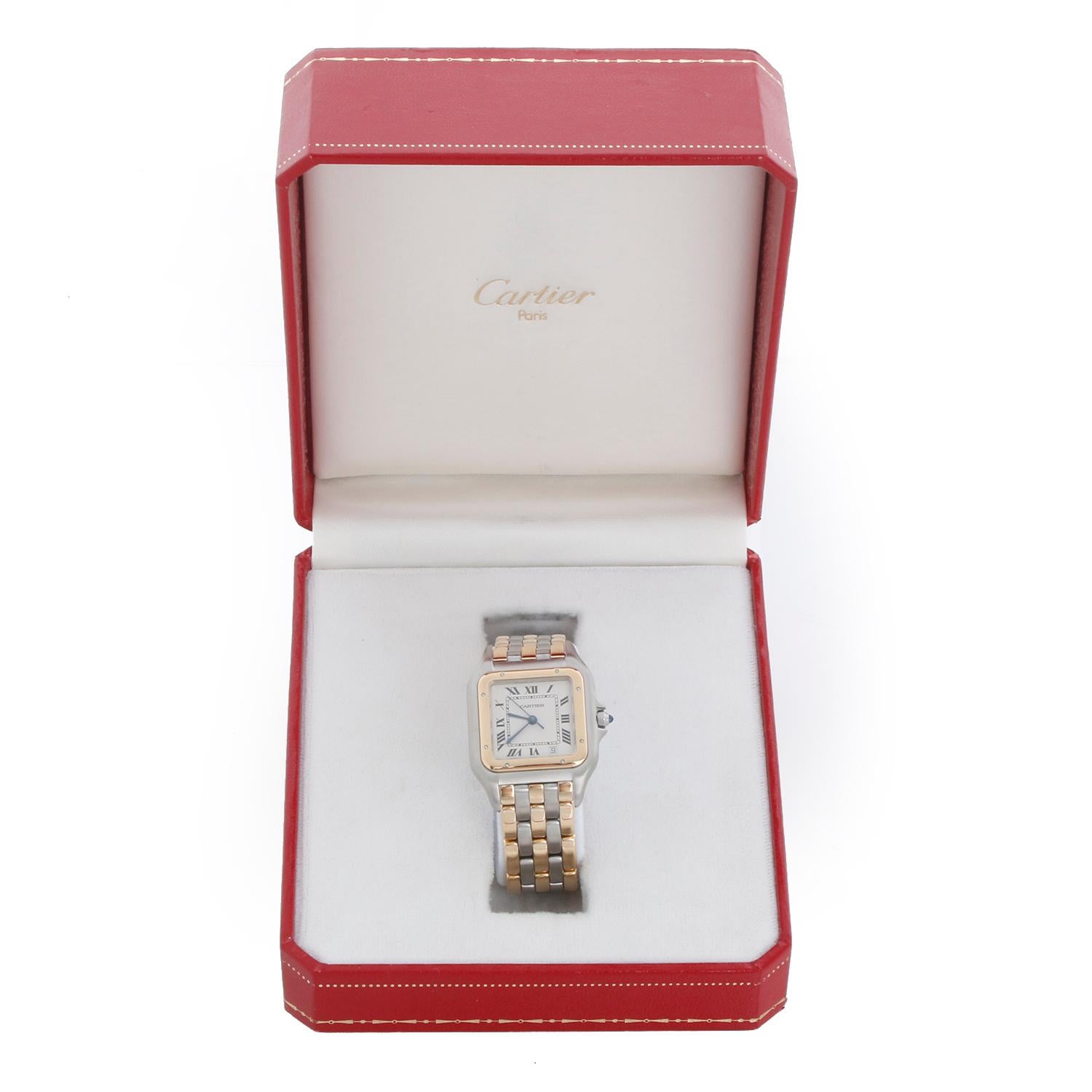 Cartier 3-Row Panther 2-Tone Steel & Gold Watch W25027B8 en venta 2