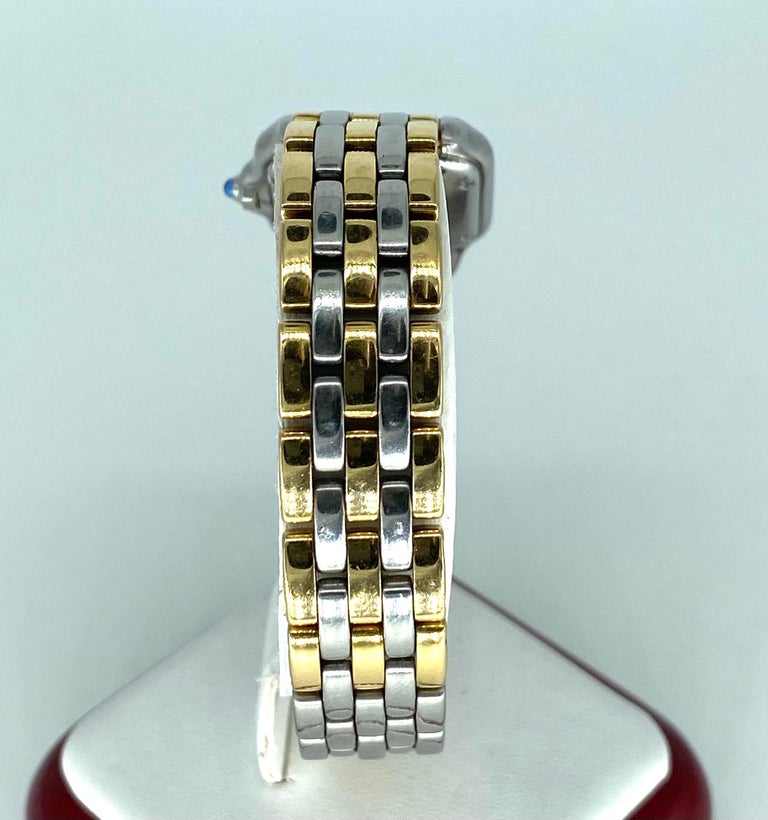 Cartier 3 Row Panthere Women 18k Gold/Steel Wristwatch For Sale 1