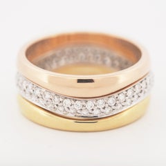 Cartier 3 Rows Love Me Diamonds Ring Stackable 3G 54 US 6.75