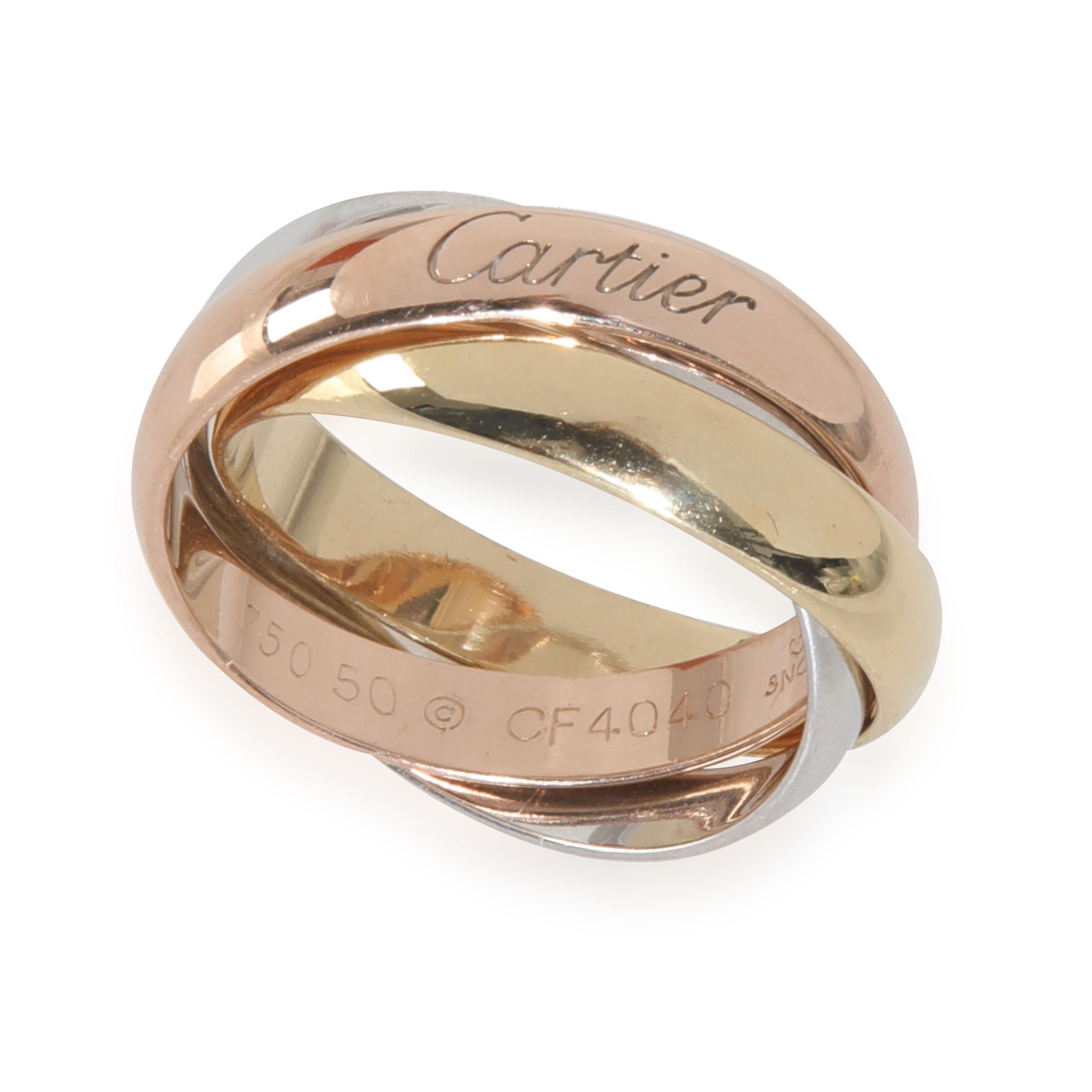 Cartier 3-Tone Gold Classic Trinity Ring en Excelente estado para la venta en New York, NY