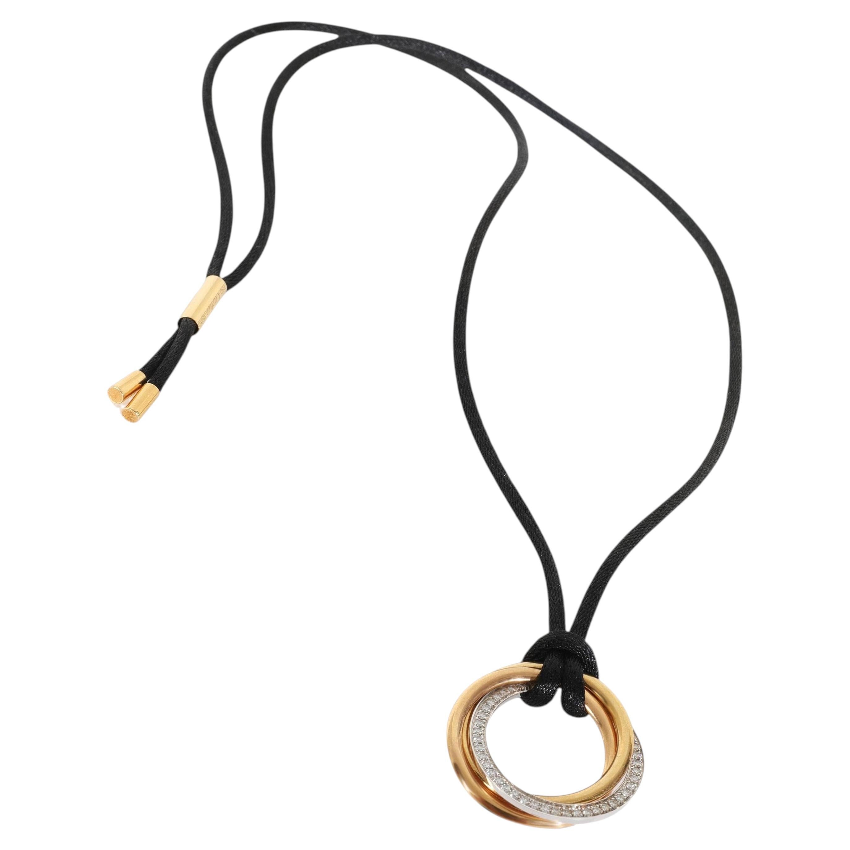 Cartier 3-Tone Gold Diamond Medium Model Trinity Halskette