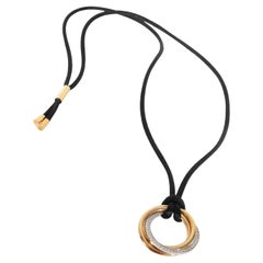 Cartier 3-Tone Gold Diamond Medium Model Trinity Necklace