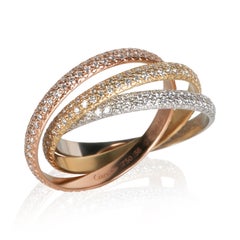 Bague Trinity Cartier en or tricolore sertie de diamants, petit modèle