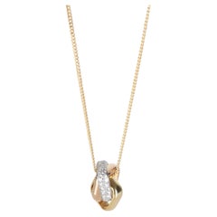 Cartier 3-Tone Gold Diamond Trinity Cushion Pendant