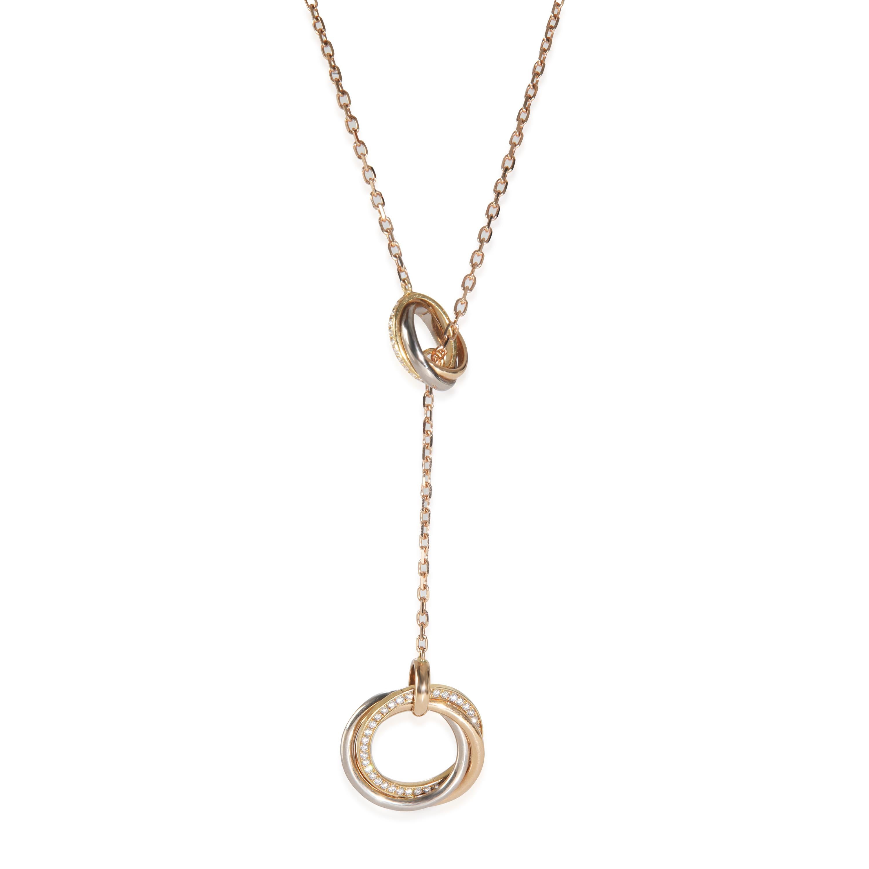 Cartier 3-Tone Gold Diamond Trinity Lariat Necklace For Sale 1