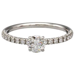 Cartier .30 Carat E VS1 Diamond and Platinum Engagement Ring with GIA Report