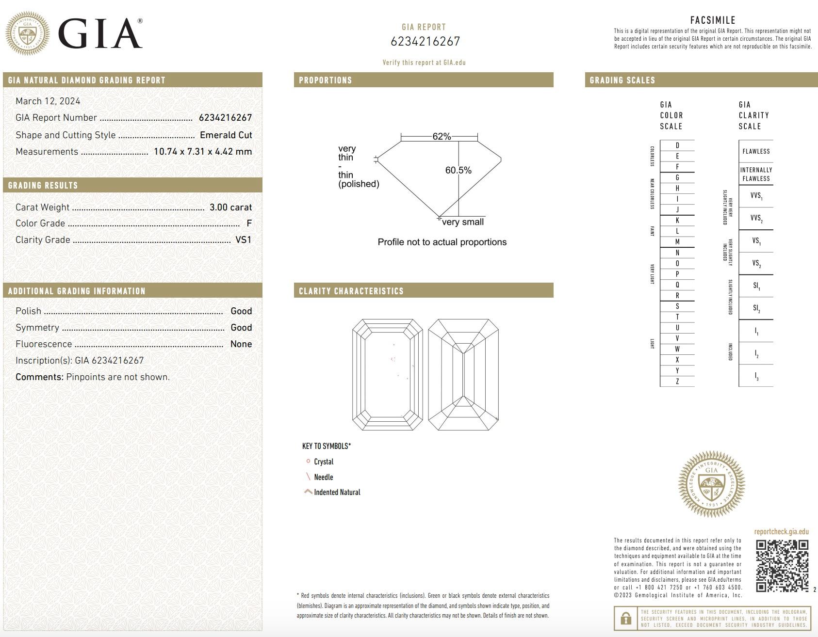 Cartier Verlobungsring, 3,00 Karat Diamant im Smaragdschliff im Angebot 2