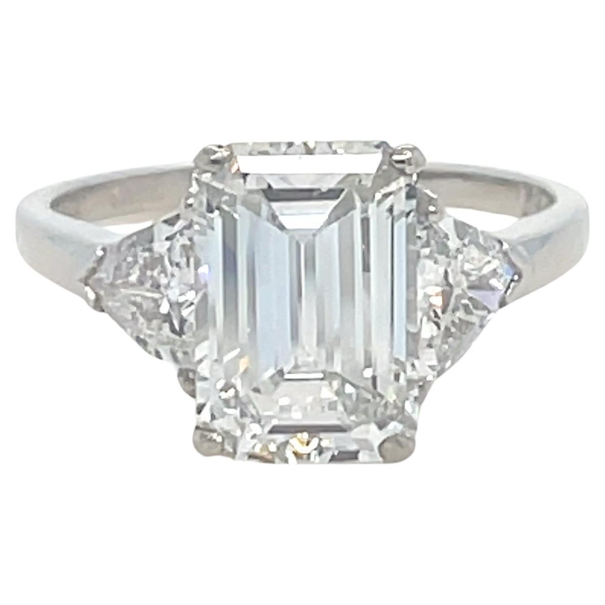 Cartier, 3.00 Carat Emerald Cut Diamond Engagement Ring For Sale