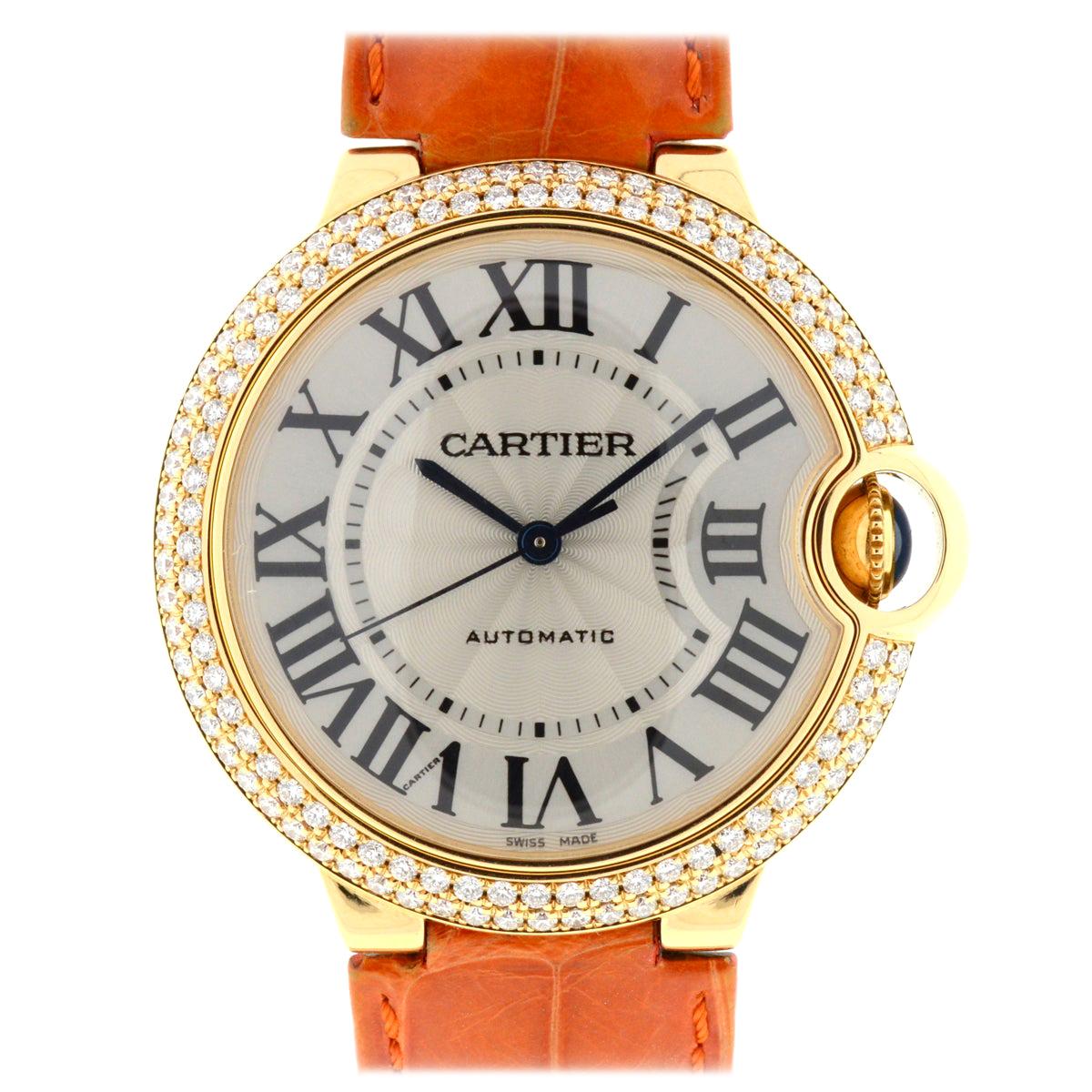 Cartier 3002 Ballon Bleu 18 Karat Yellow Gold Factory Diamond Bezel Watch