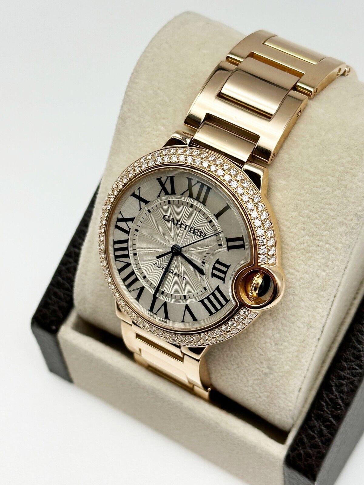 Cartier 3003 Ballon Bleu Original Diamant-Lünette römisches Zifferblatt 18K Roségold 1