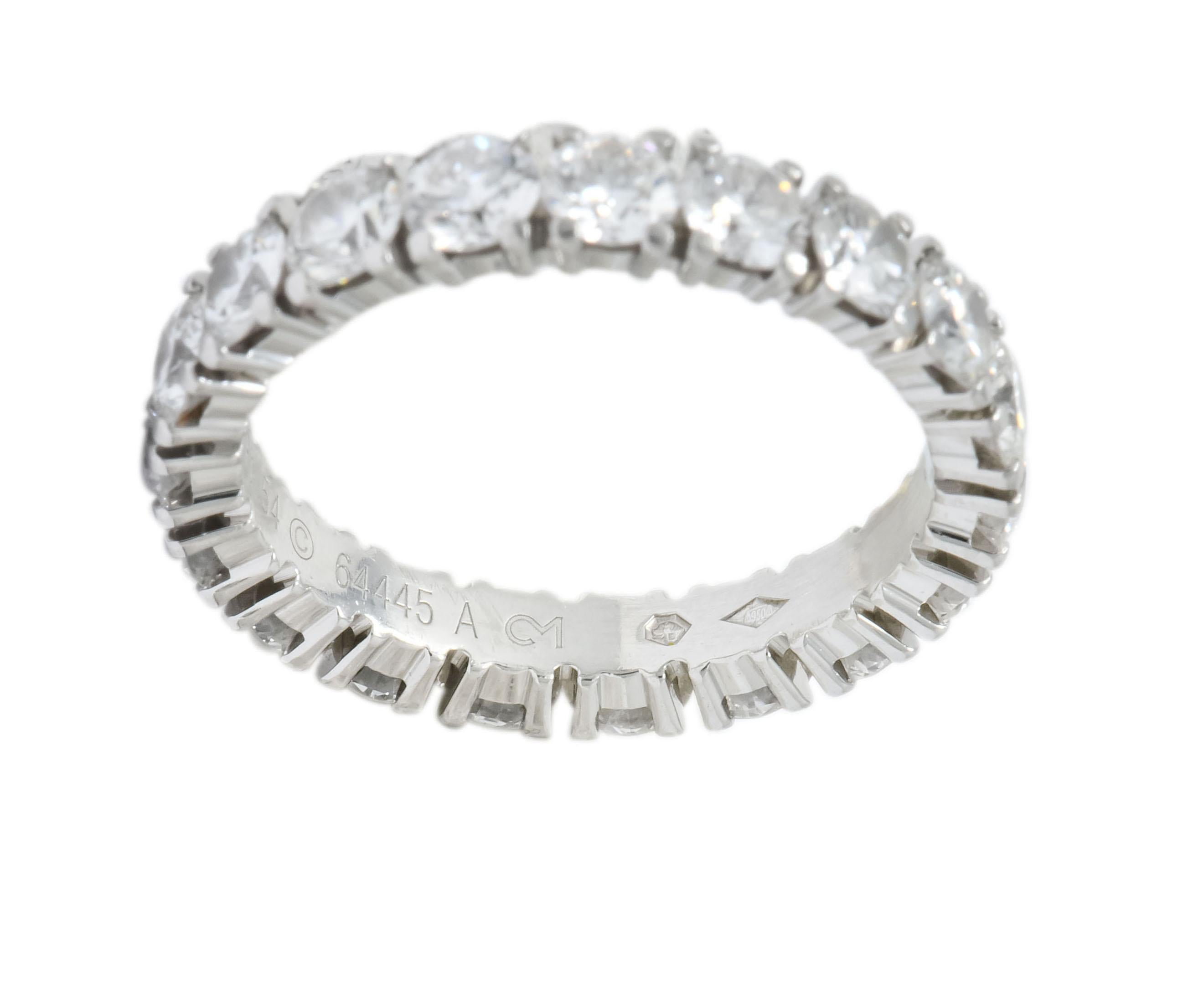 Women's or Men's Cartier 3.05 Carat Diamond Platinum Eternity Band Stack Ring
