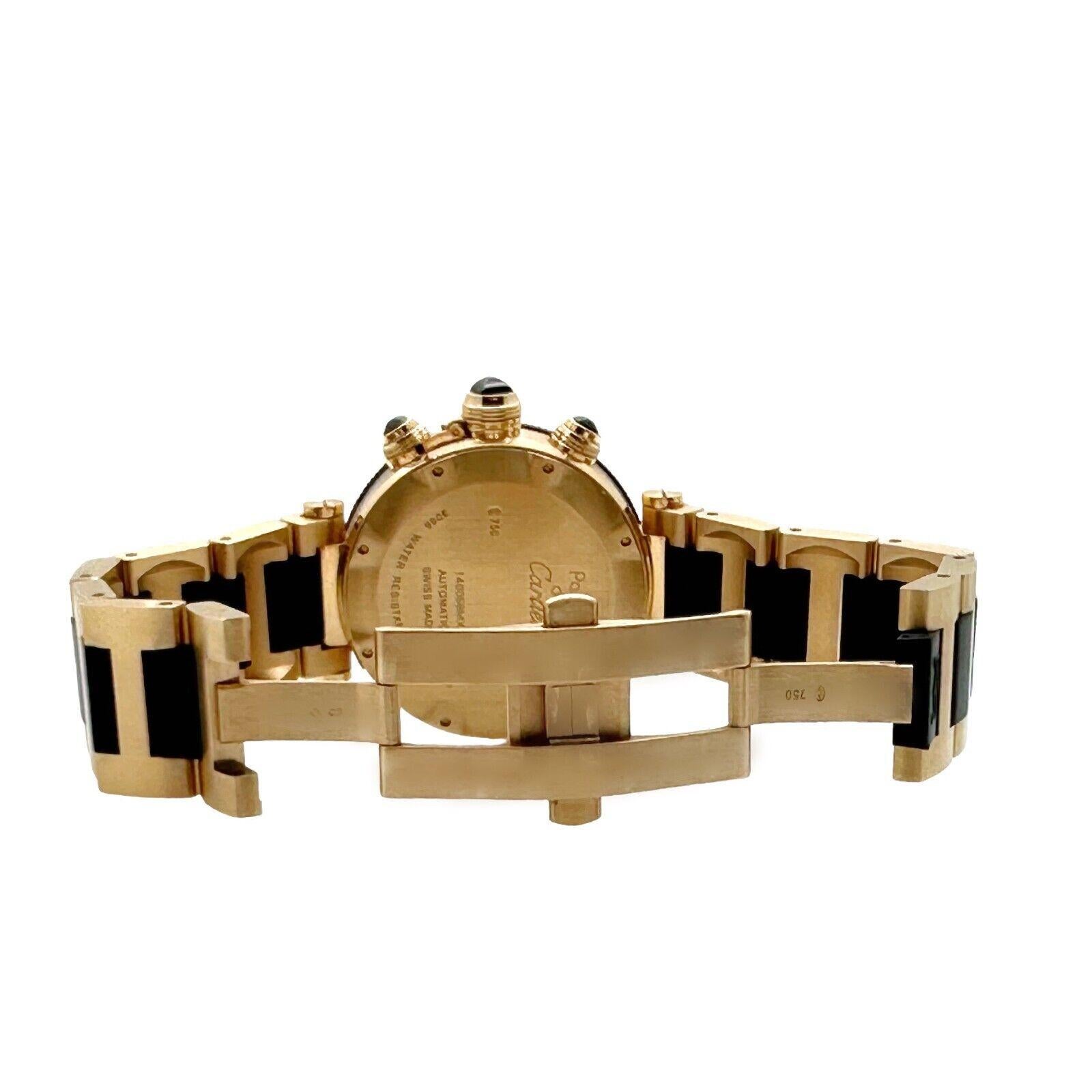Men's Cartier 3066 Pasha Seatimer Chronograph 18K Rose Gold Ceramic Box Paper 2019 For Sale