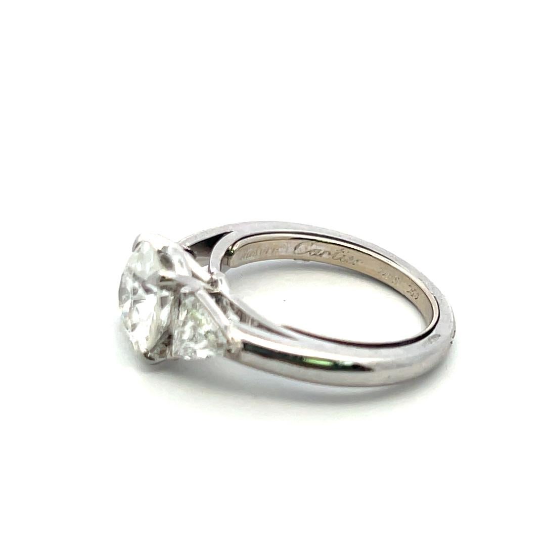 Cartier 3.10 Carat Old European and Triangular Diamond 18K WG Engagement Ring For Sale 2