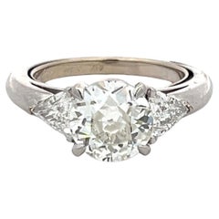 Cartier 3.10 Carat Old European and Triangular Diamond 18K WG Engagement Ring