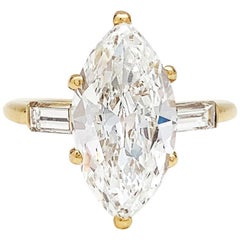 Cartier 3.15 Carat Marquise Cut Diamond Gold Ring