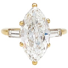 Cartier 3.15 Carat Marquise Cut Diamond Gold Ring