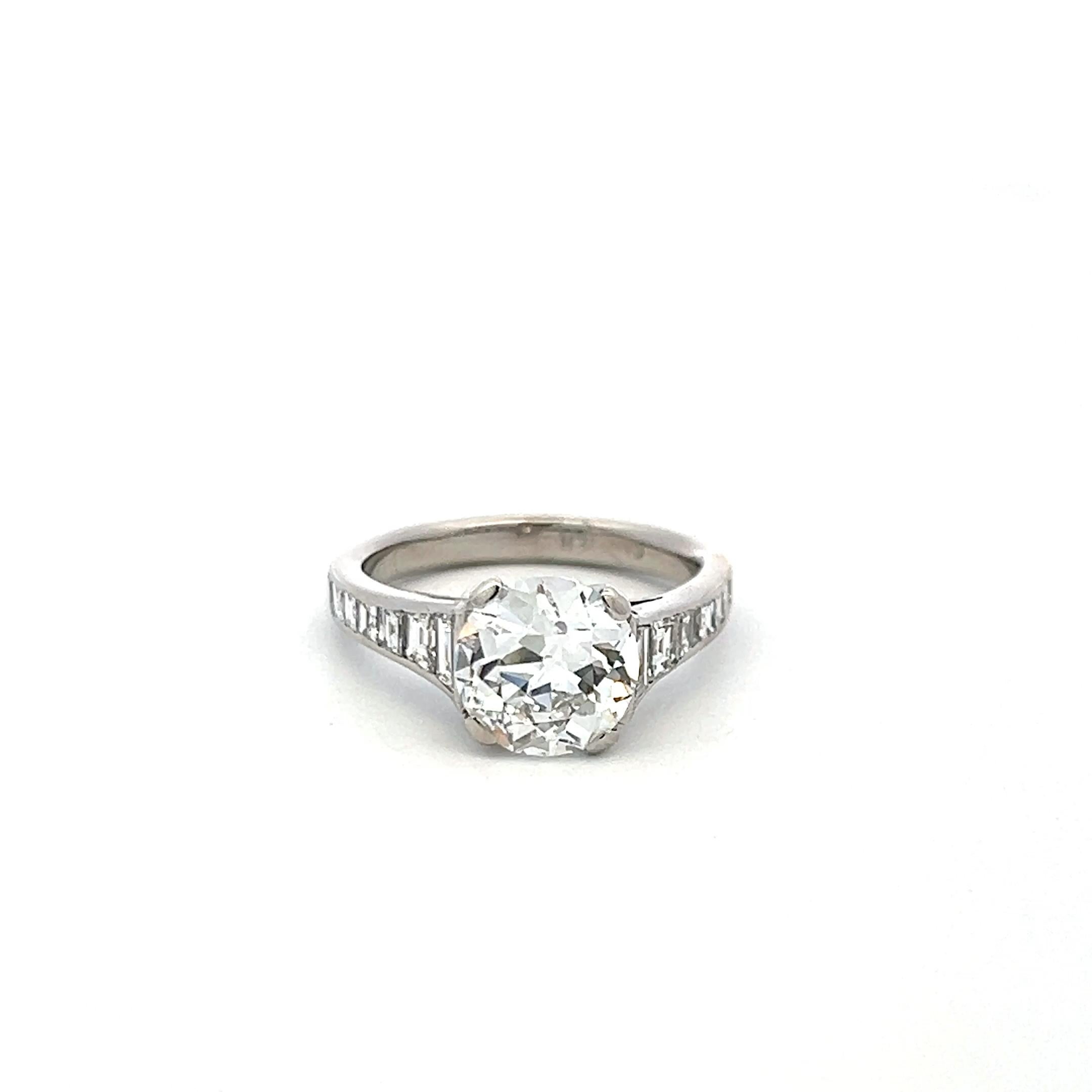 Anillo de compromiso Cartier en platino con diamantes talla europea antigua D VS2 de 3,16 ct en venta 1