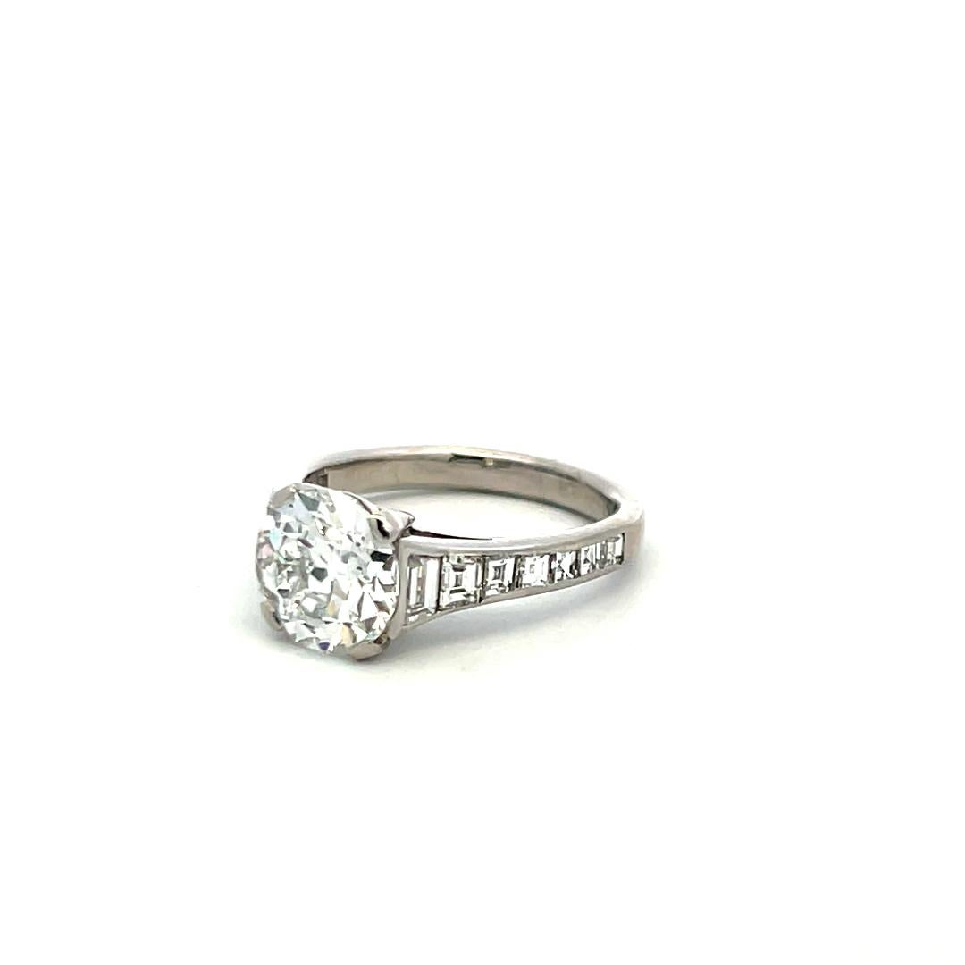 Anillo de compromiso Cartier en platino con diamantes talla europea antigua D VS2 de 3,16 ct en venta 2