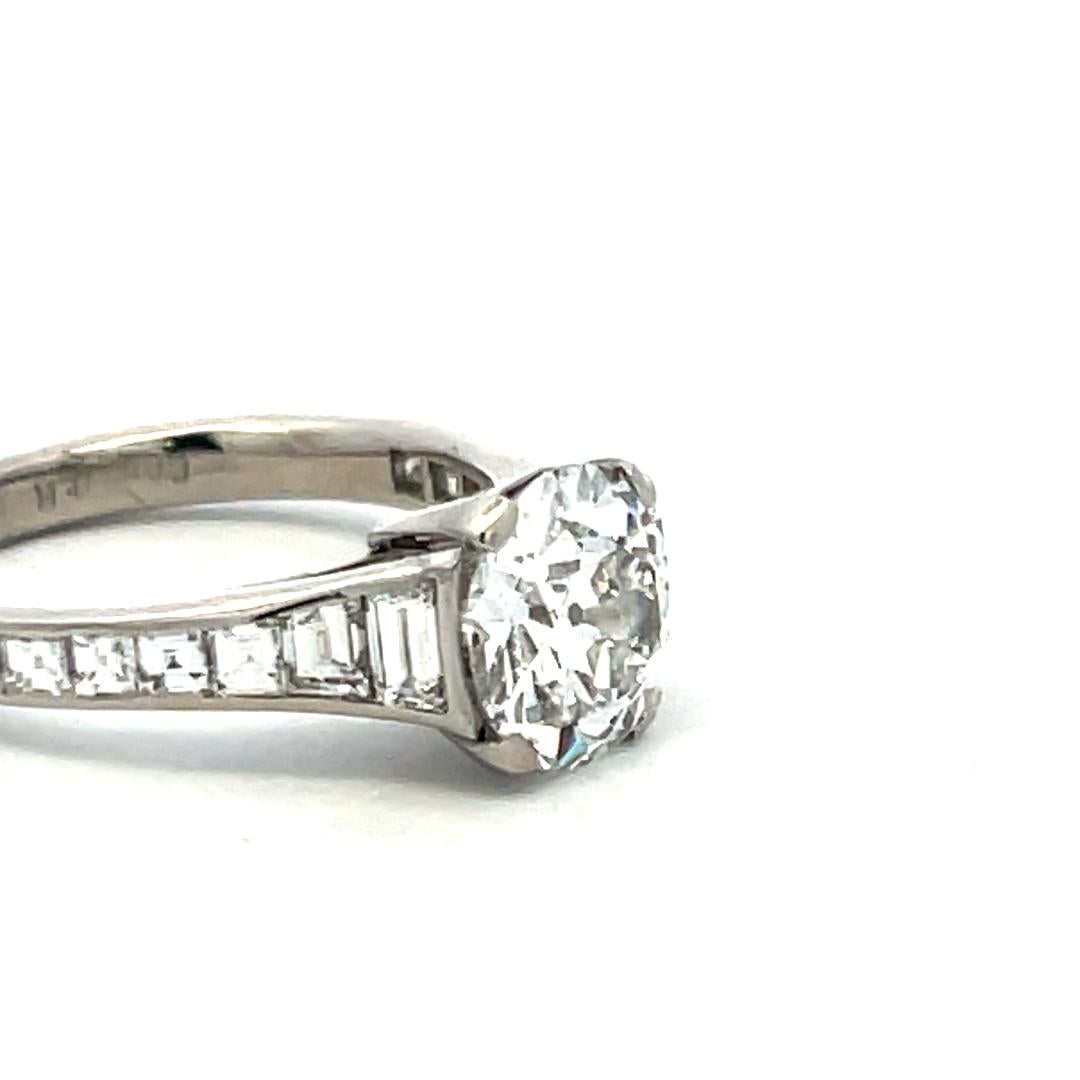 Anillo de compromiso Cartier en platino con diamantes talla europea antigua D VS2 de 3,16 ct en venta 4