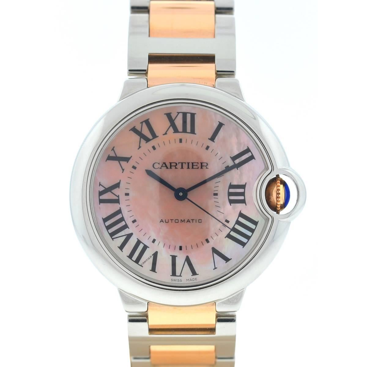 Cartier 3284 Two-Tone Ballon Bleu Mother-of-Pearl Dial Watch