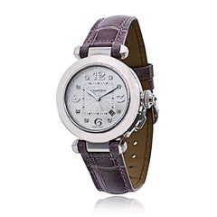 Cartier 32mm Pasha 18k White Gold Diamond Markers Ladies Wristwatch