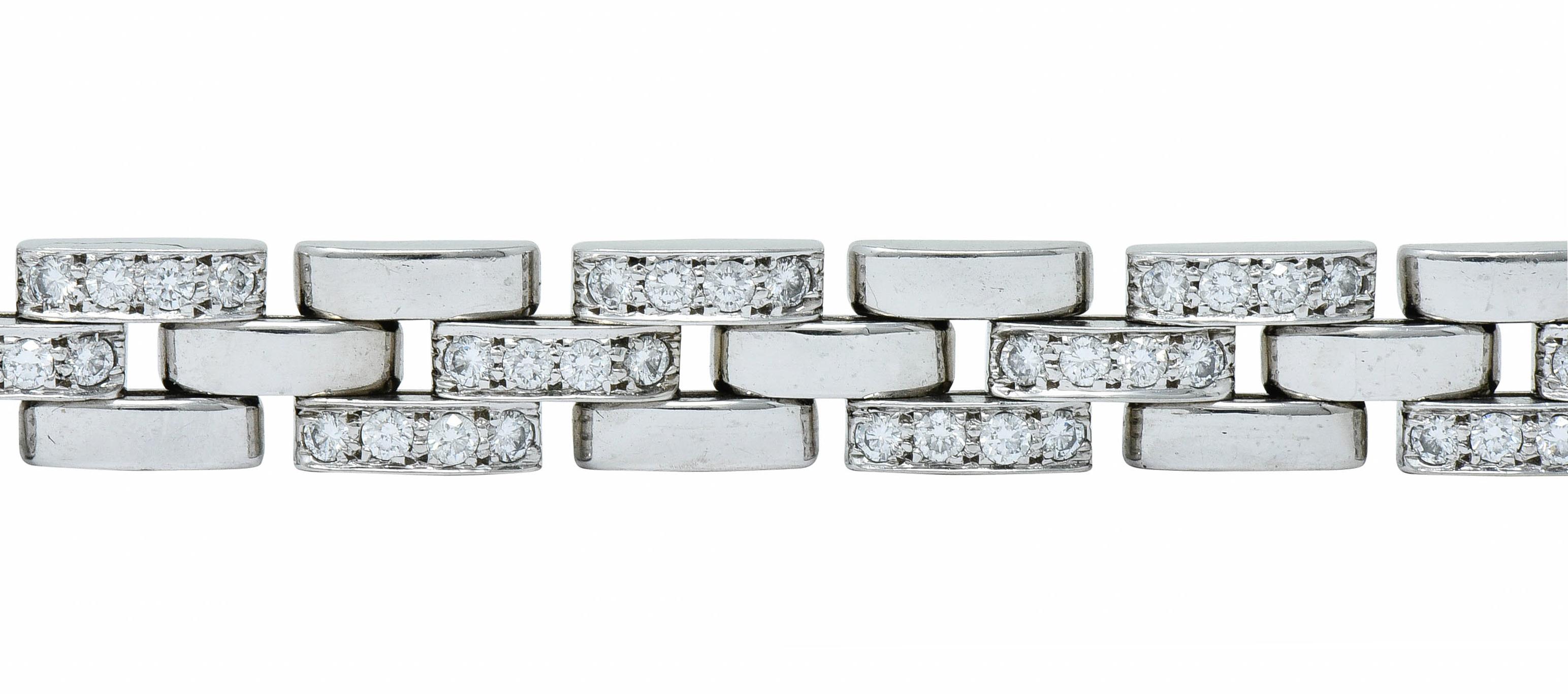Cartier 3.36 Carat Diamond Maillon Panthere 18 Karat White Gold Link Bracelet 1