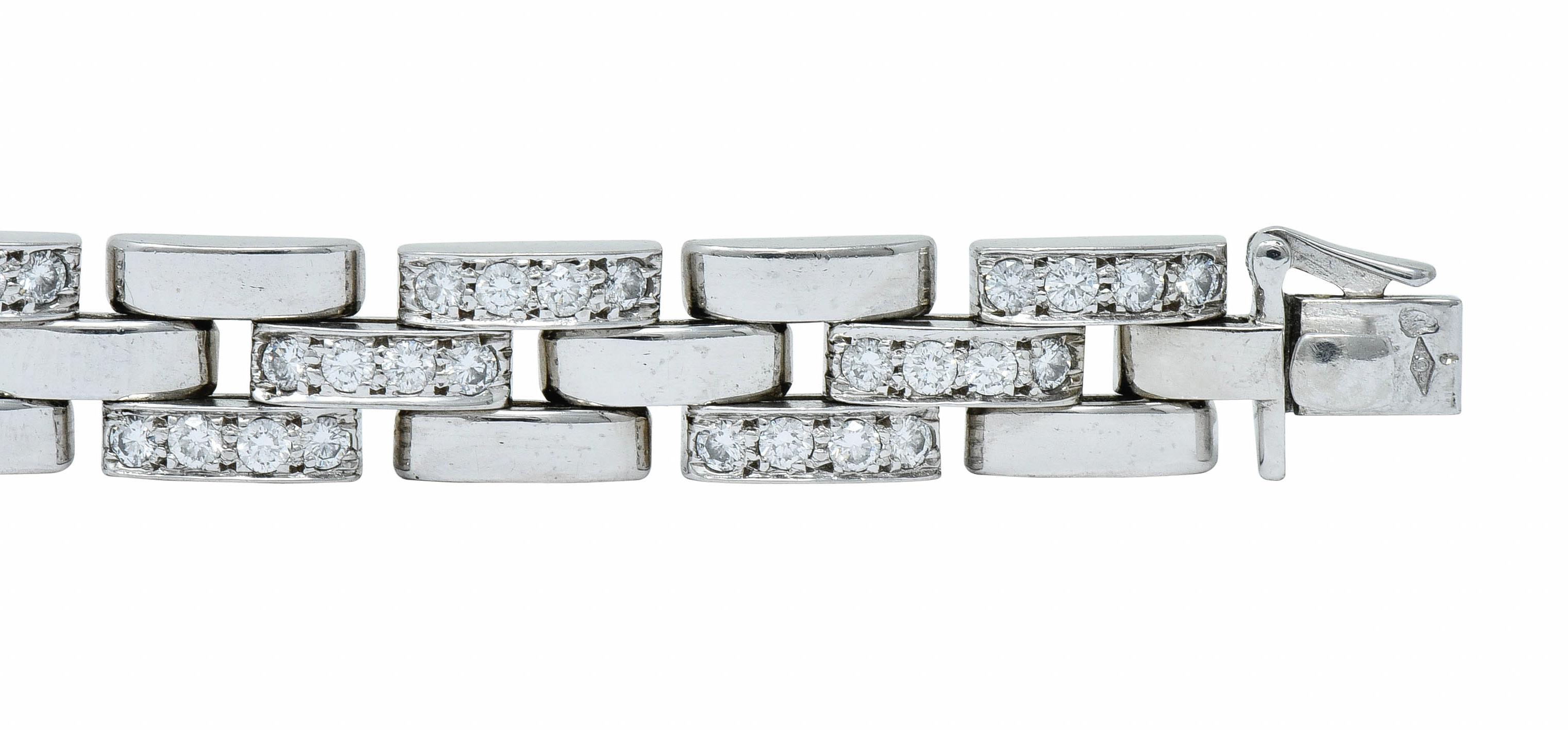 Cartier 3.36 Carat Diamond Maillon Panthere 18 Karat White Gold Link Bracelet 2